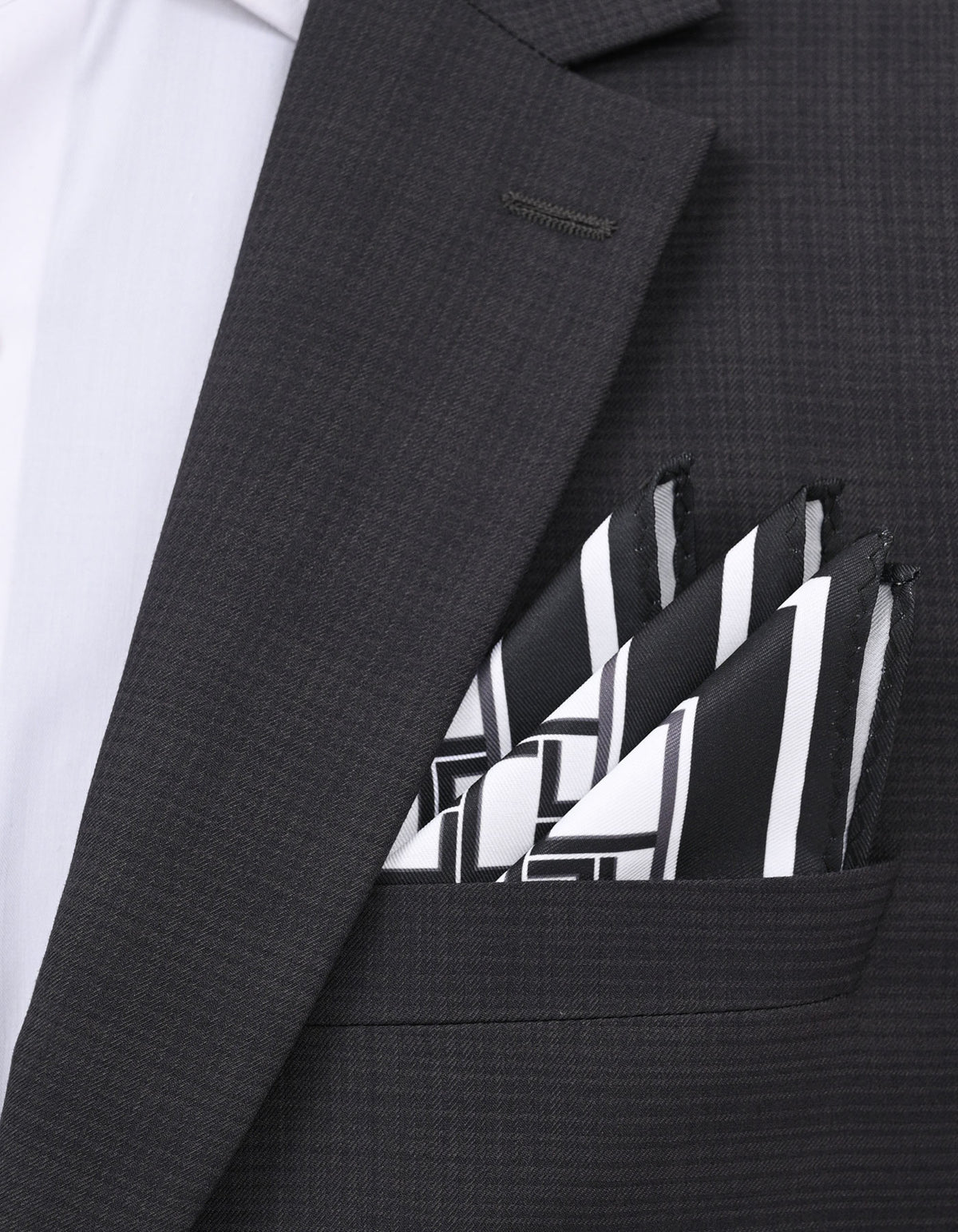 White Geometric Pocket Square