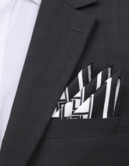 White Geometric Pocket Square