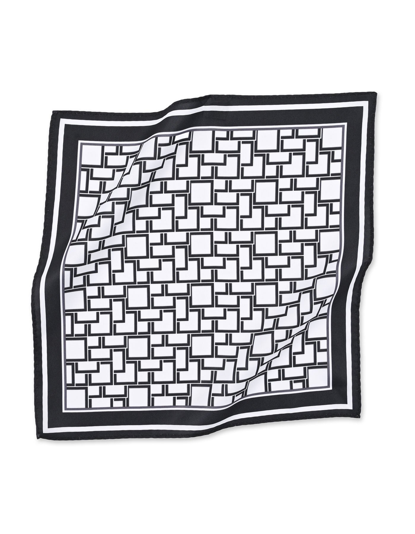 White Geometric Pocket Square