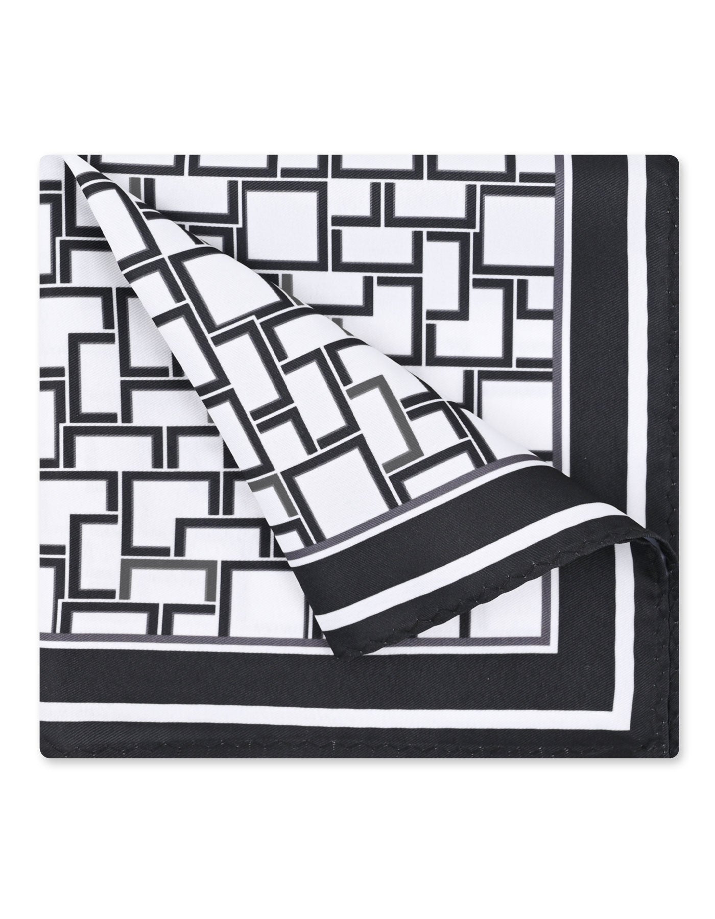 White Geometric Pocket Square