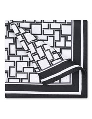 White Geometric Pocket Square