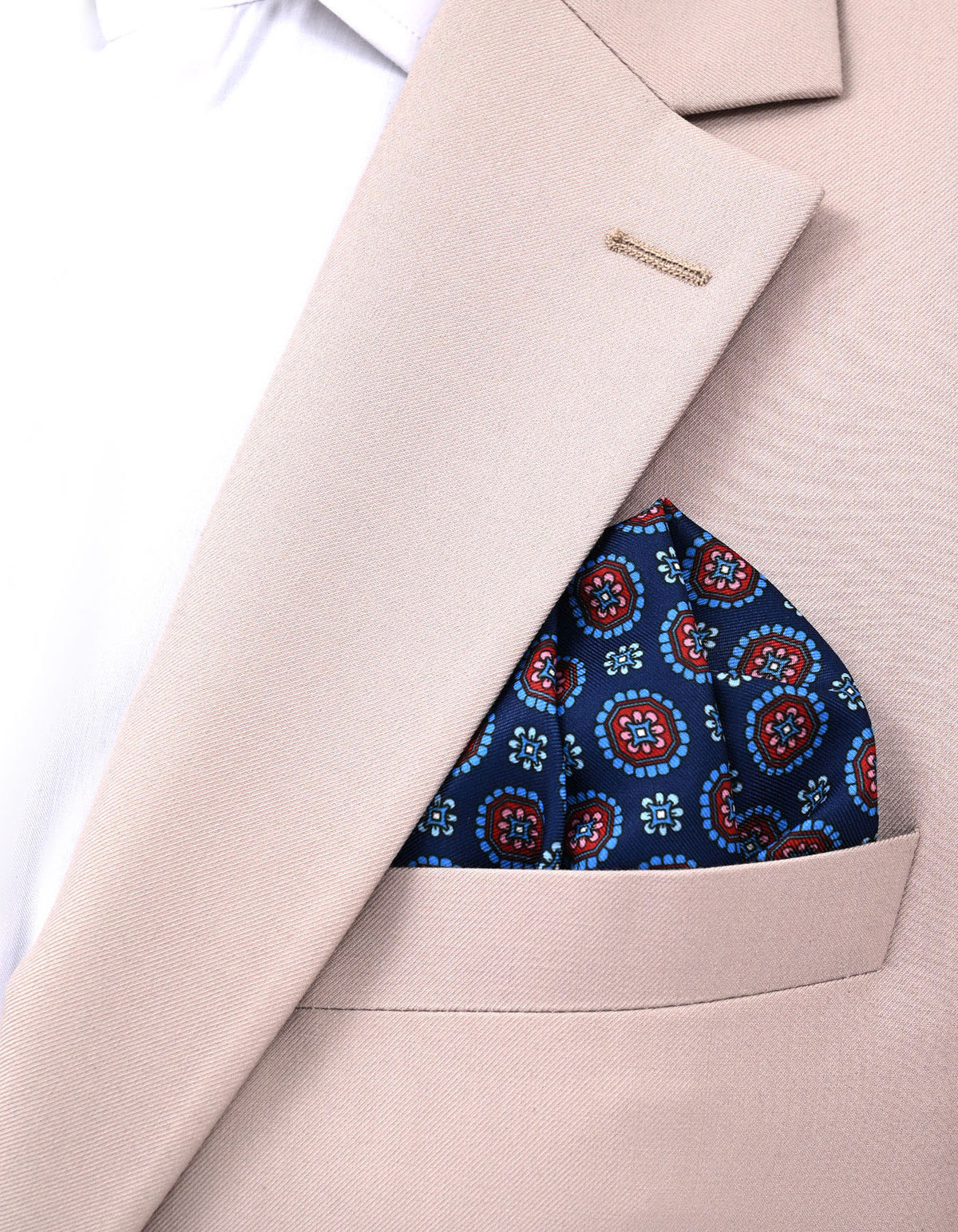 Blue Geometric Pocket Square