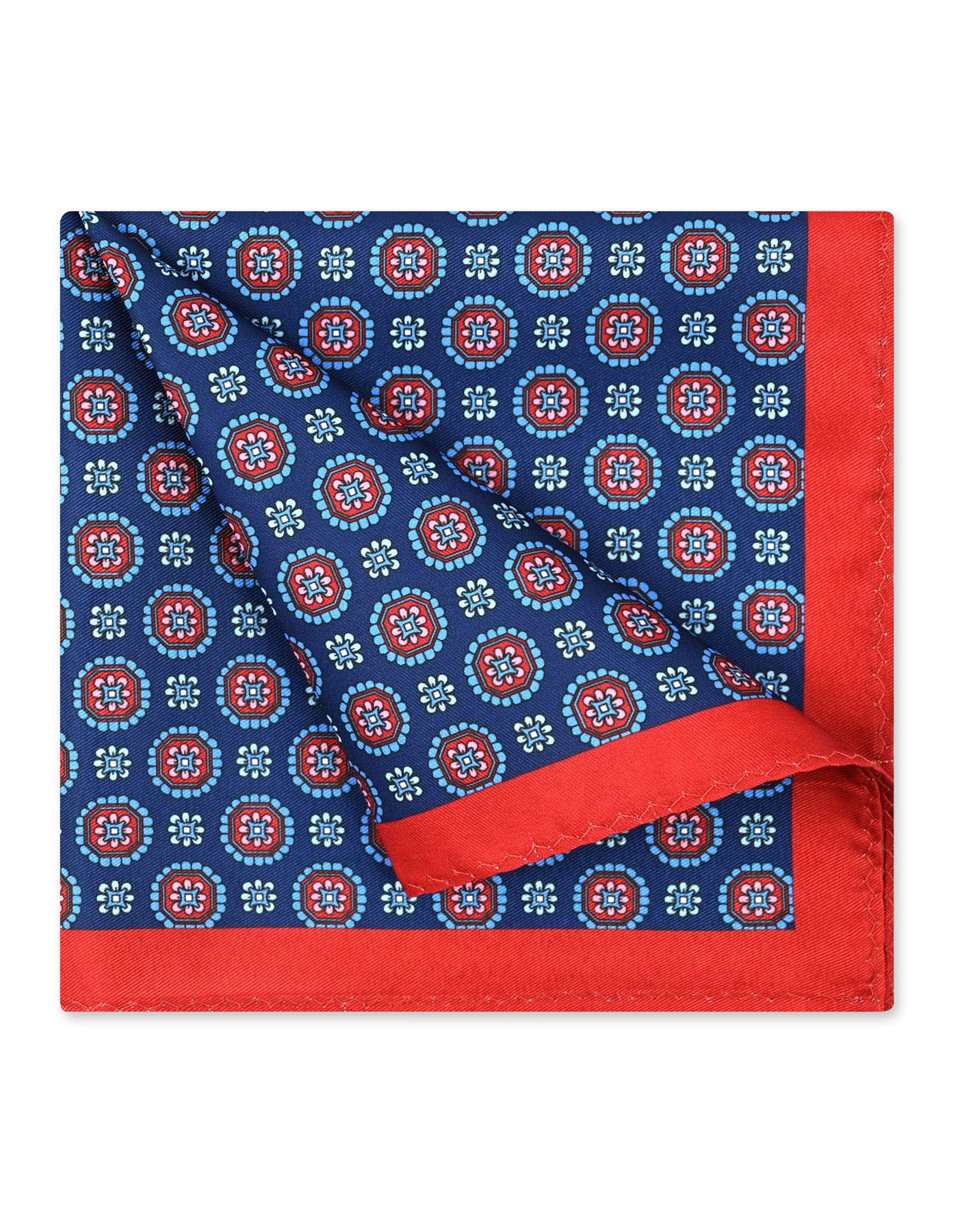 Blue Geometric Pocket Square