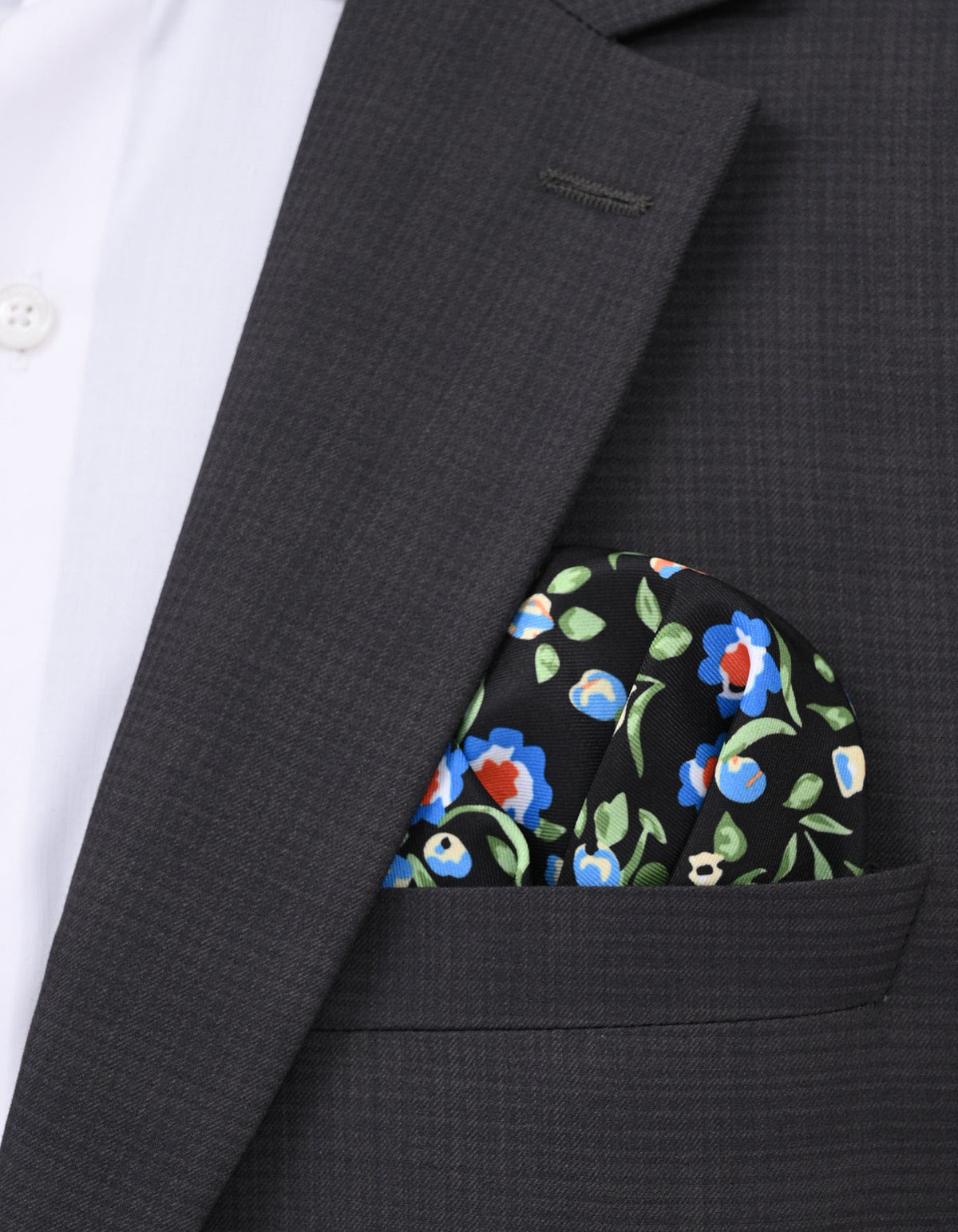 Black Floral Pocket Square