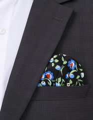 Black Floral Pocket Square