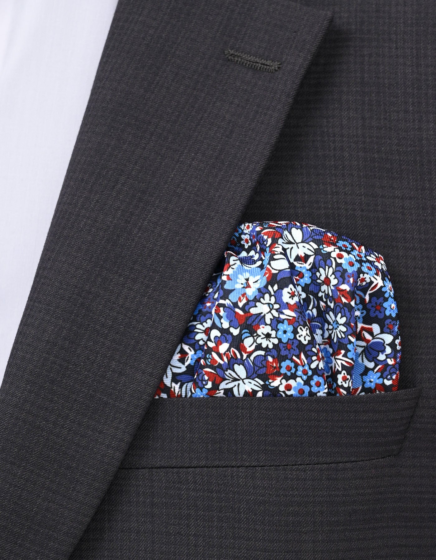 Blue Floral Pocket Square