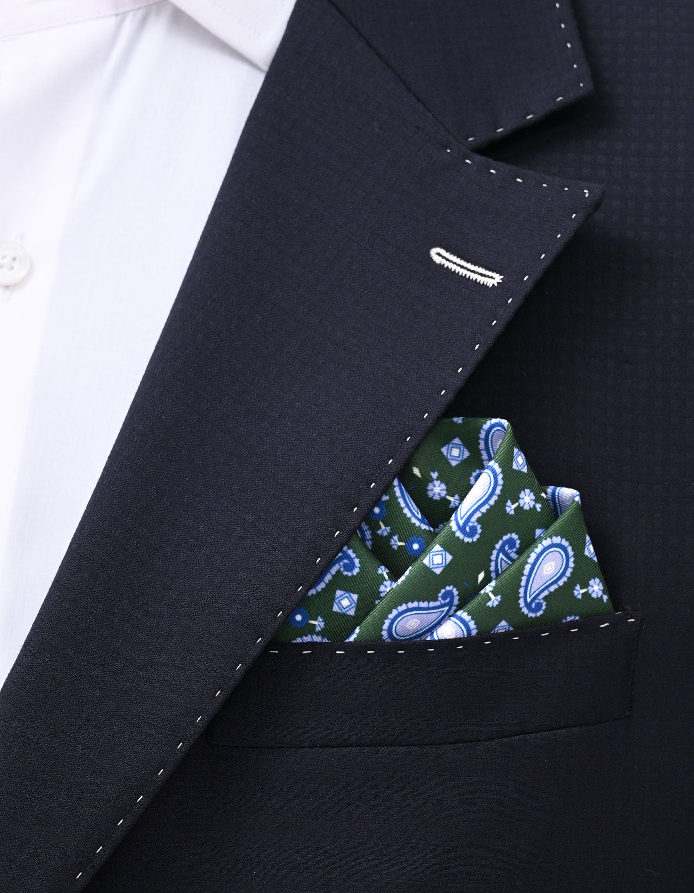 Green Paisley Pocket Square