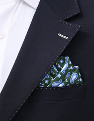Green Paisley Pocket Square