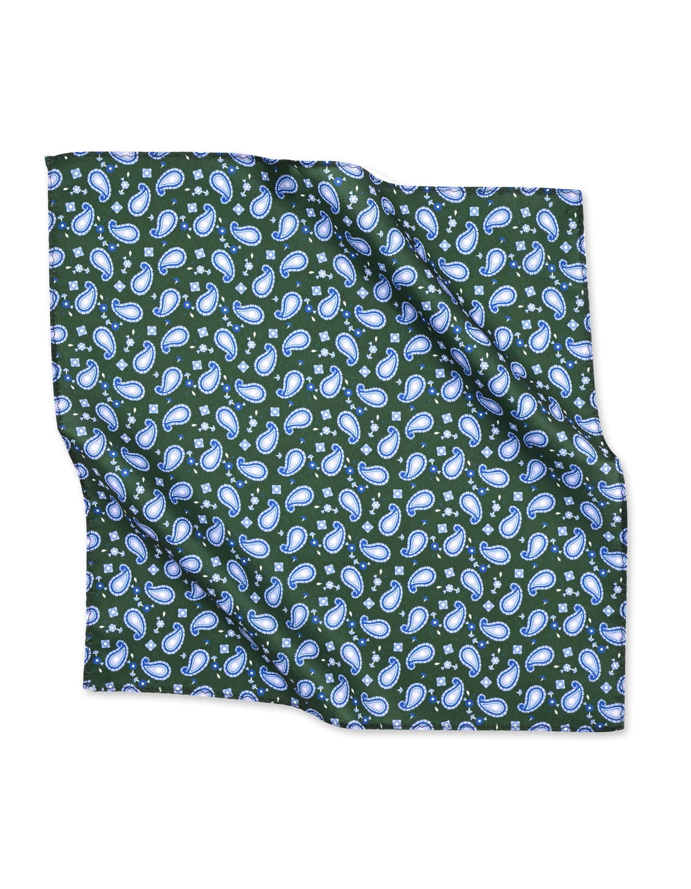 Green Paisley Pocket Square