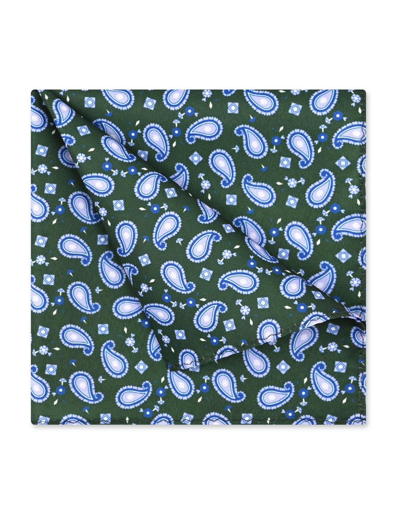 Green Paisley Pocket Square