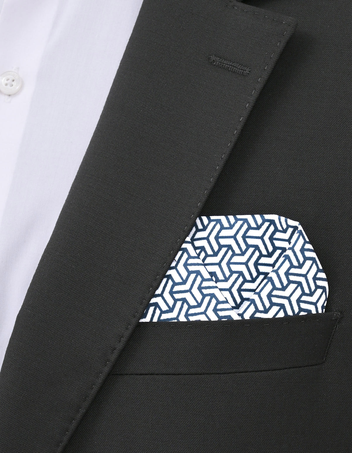 Navy Geometric Pocket Square