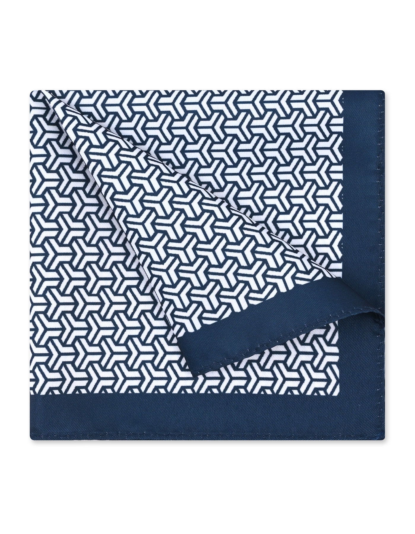 Navy Geometric Pocket Square