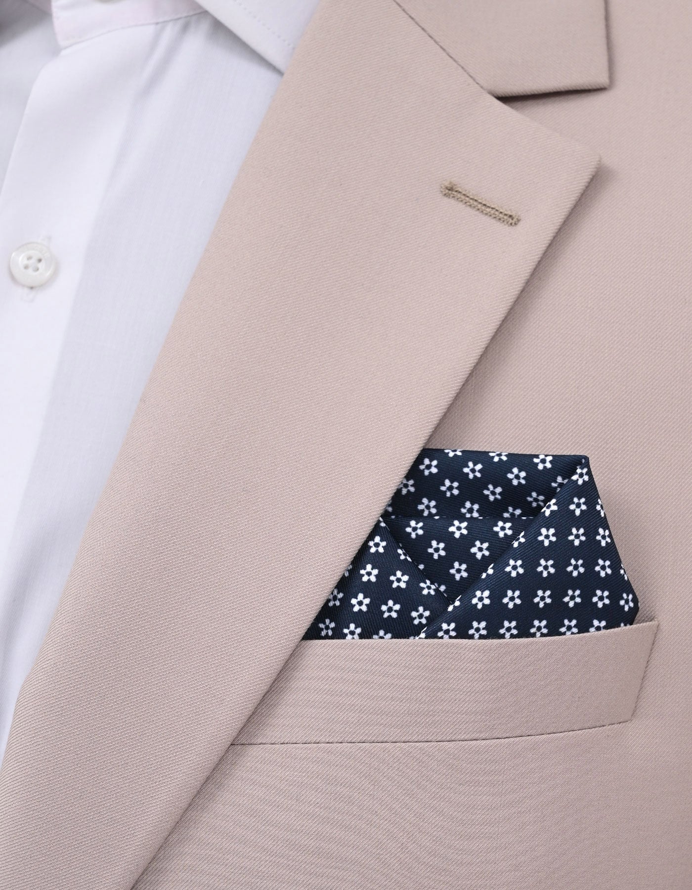 Navy Floral Pocket Square