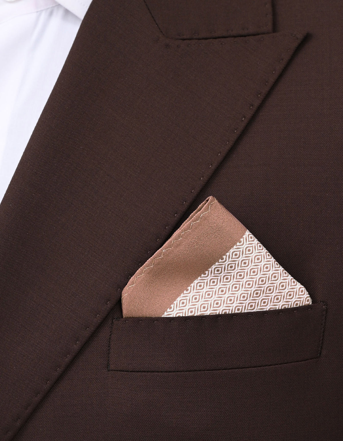 L Brown Geometric Pocket Square
