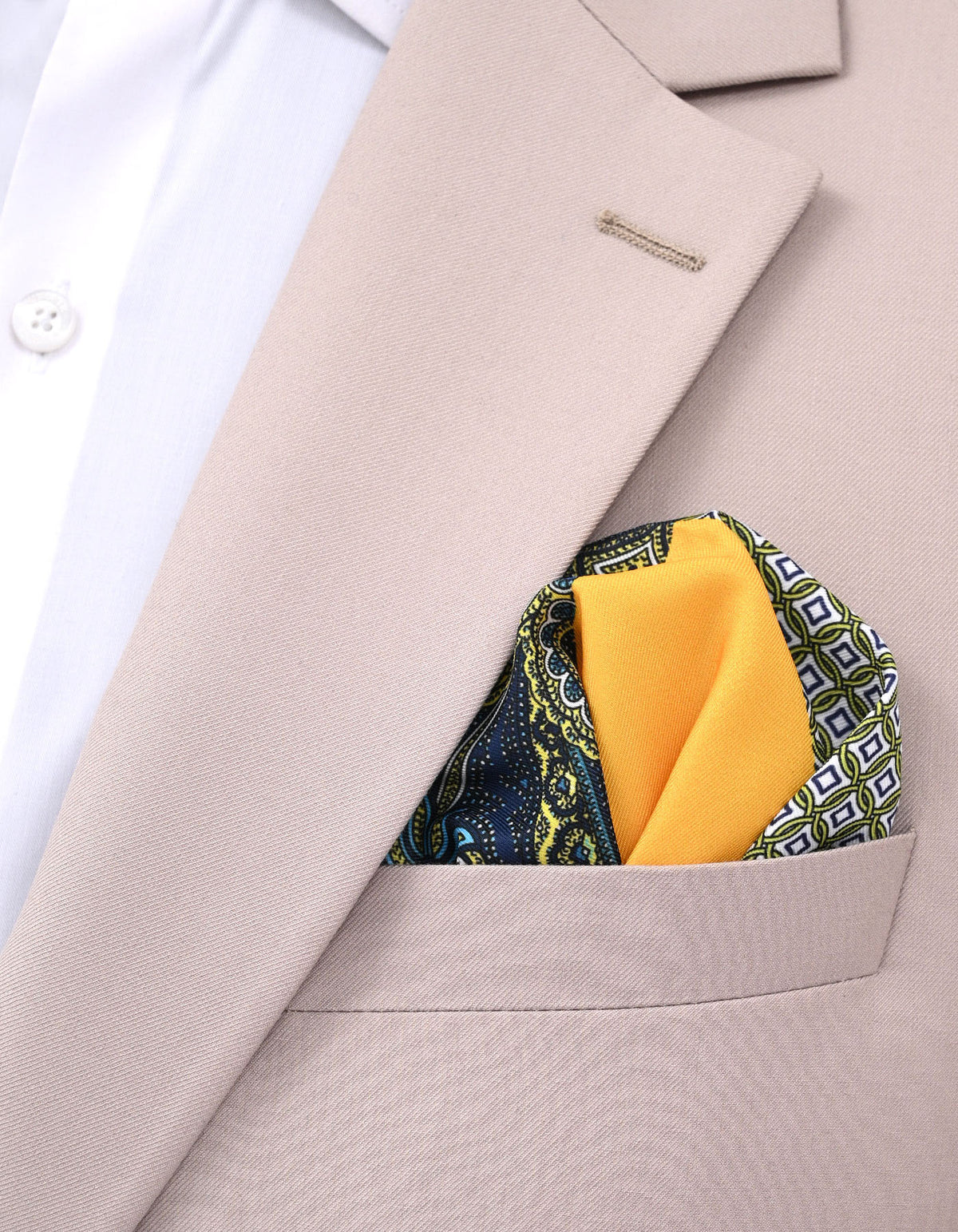 Navy Mixed Print Pocket Square