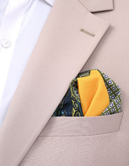 Navy Mixed Print Pocket Square