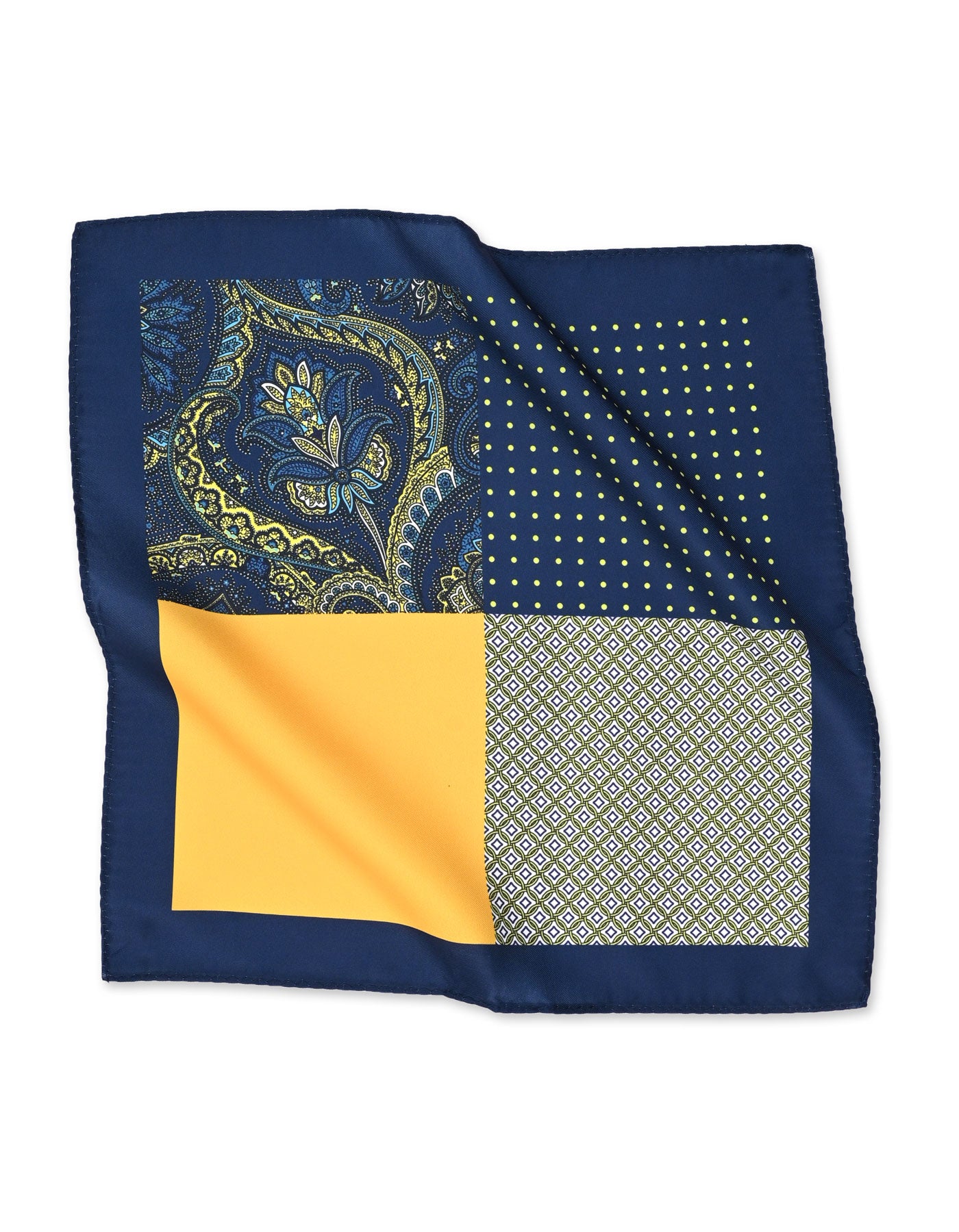 Navy Mixed Print Pocket Square