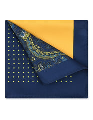 Navy Mixed Print Pocket Square