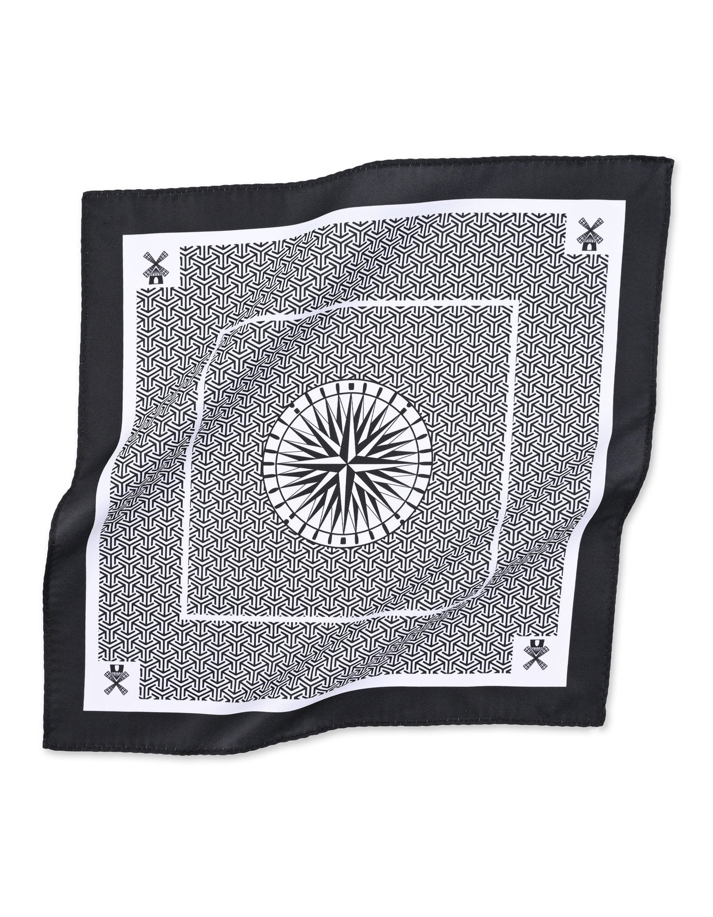 Black Geometric Pocket Square