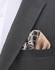Beige Mixed Print Pocket Square