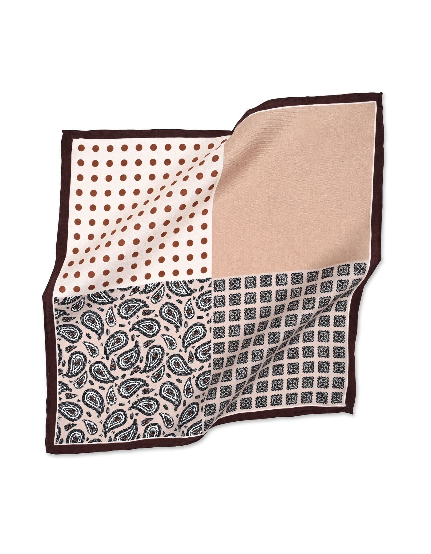 Beige Mixed Print Pocket Square
