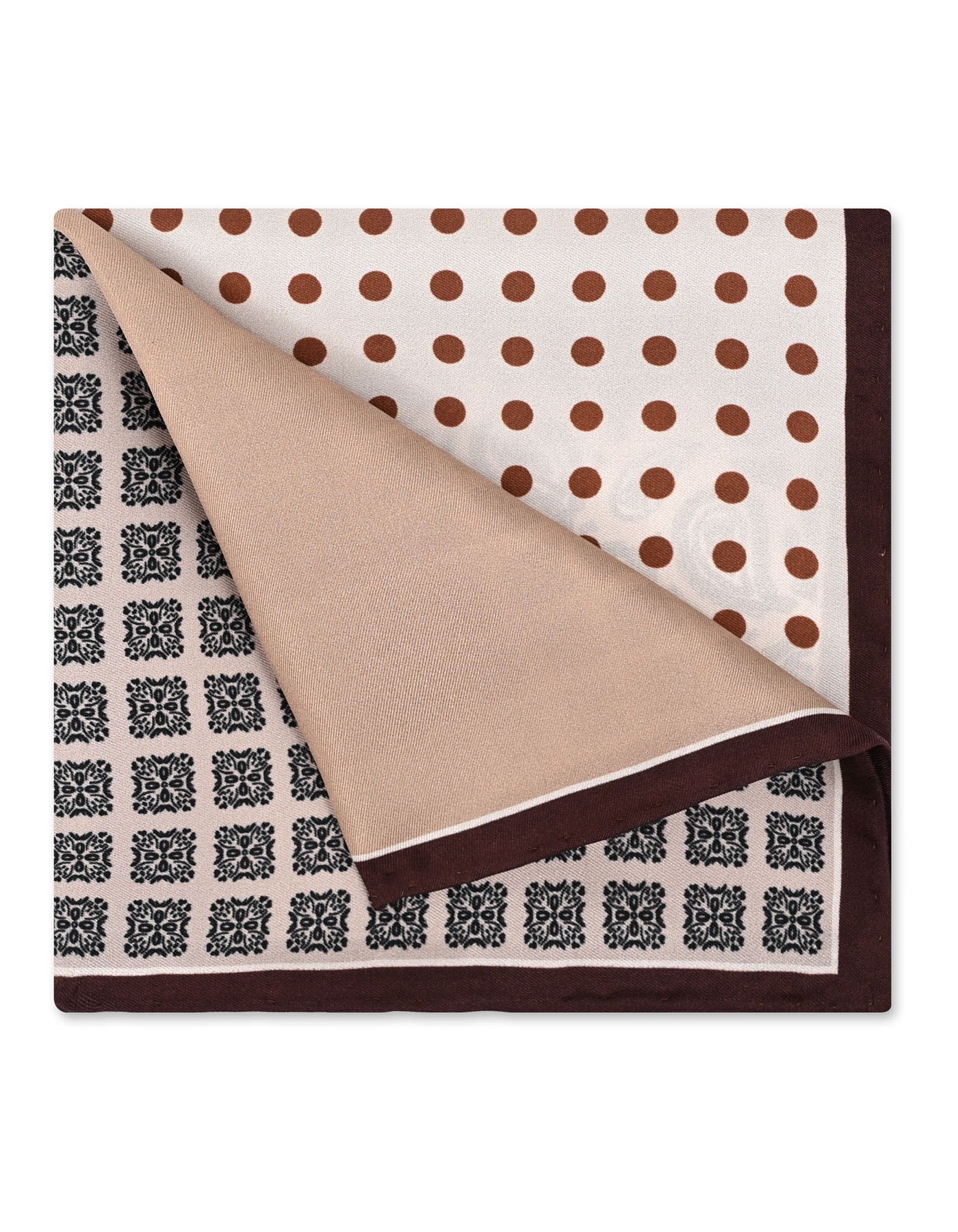 Beige Mixed Print Pocket Square
