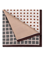 Beige Mixed Print Pocket Square
