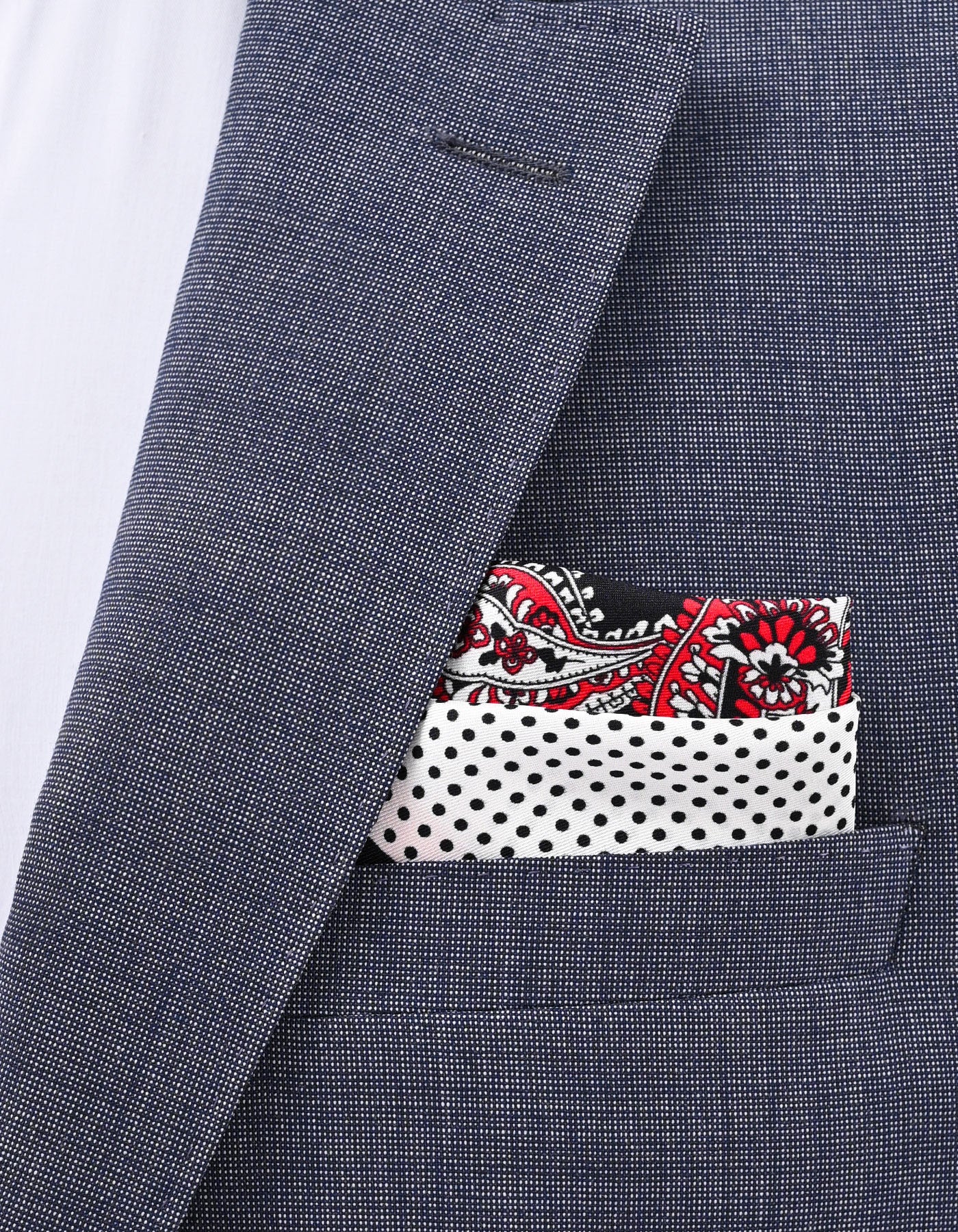Black Mixed Print Pocket Square
