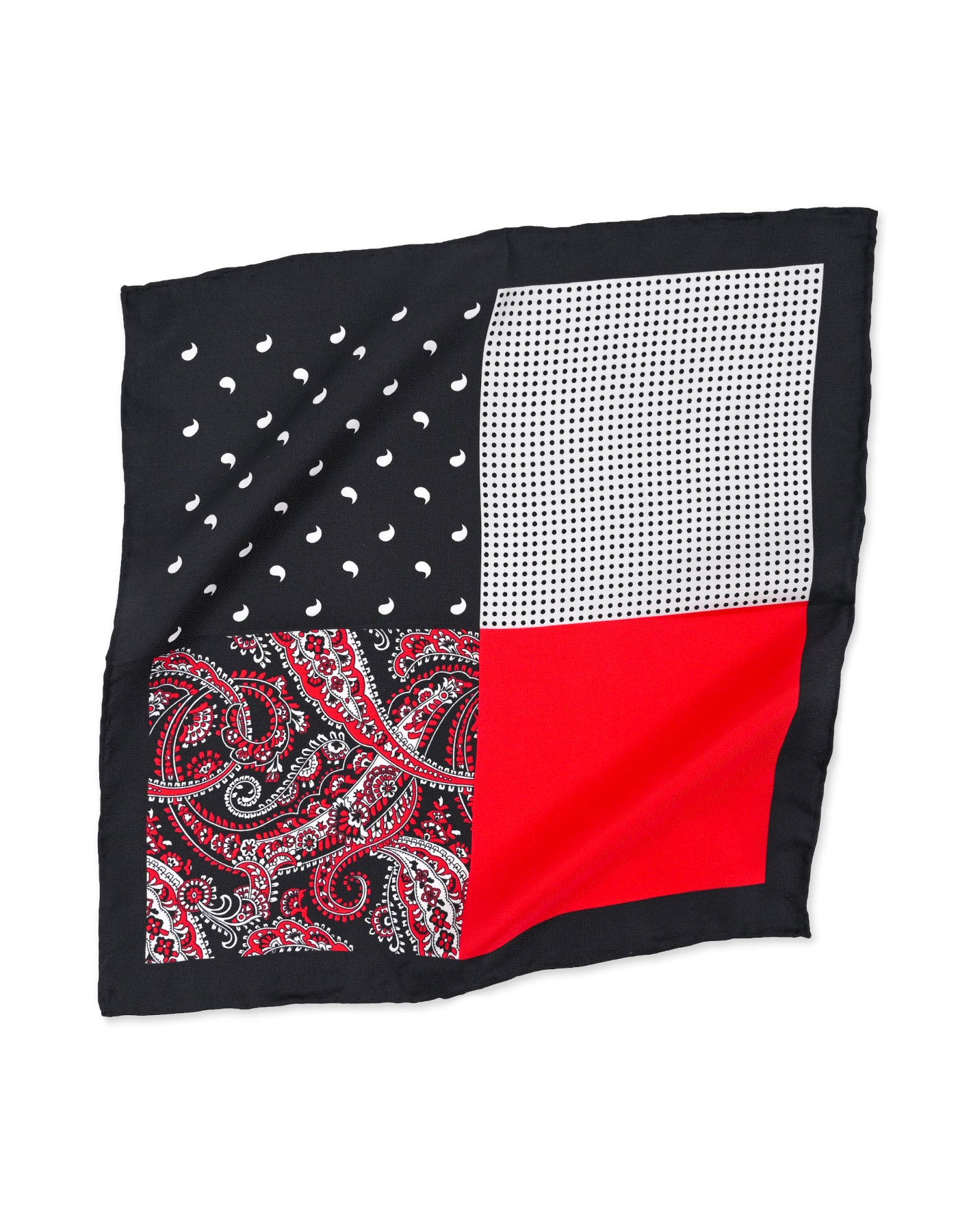 Black Mixed Print Pocket Square