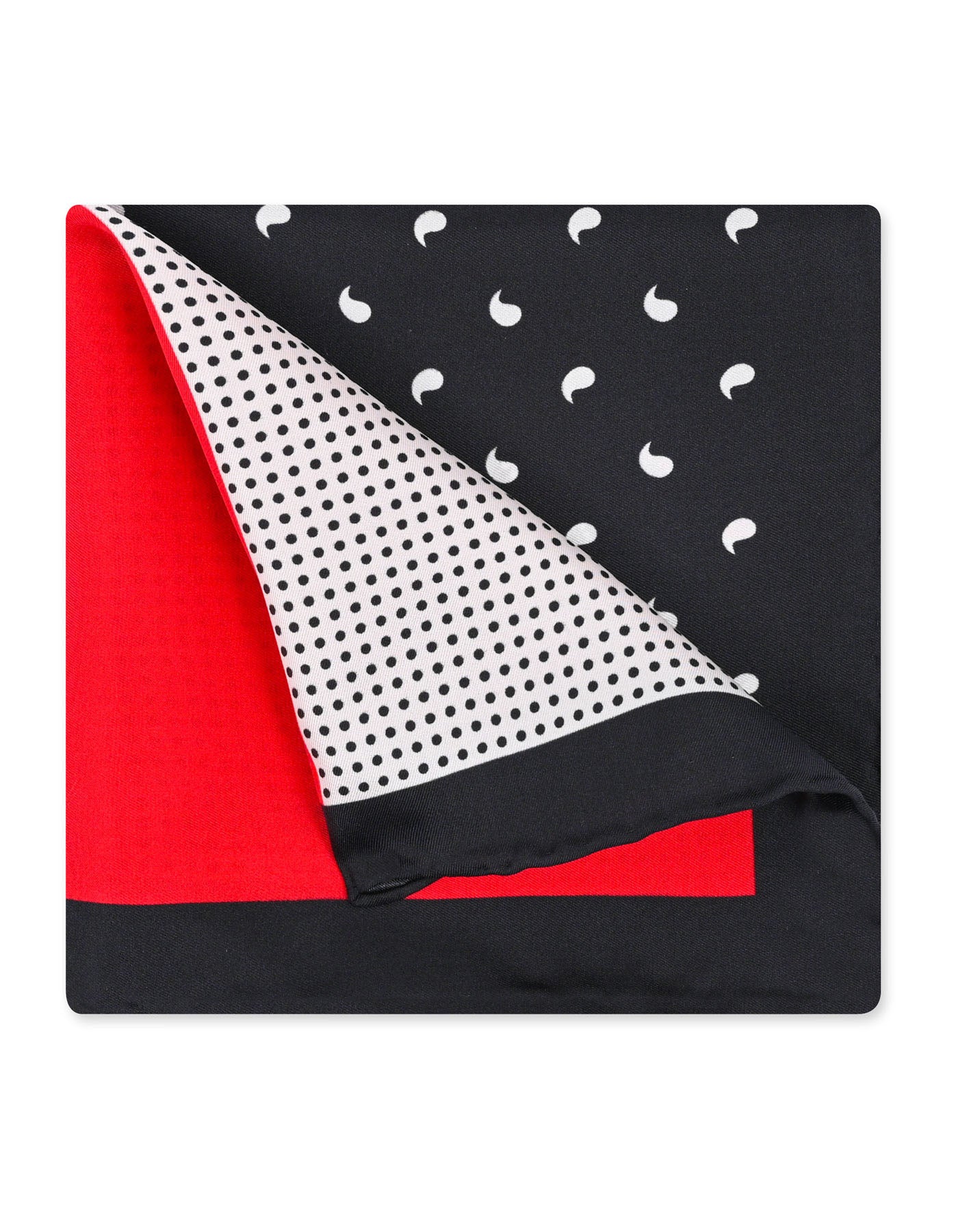 Black Mixed Print Pocket Square