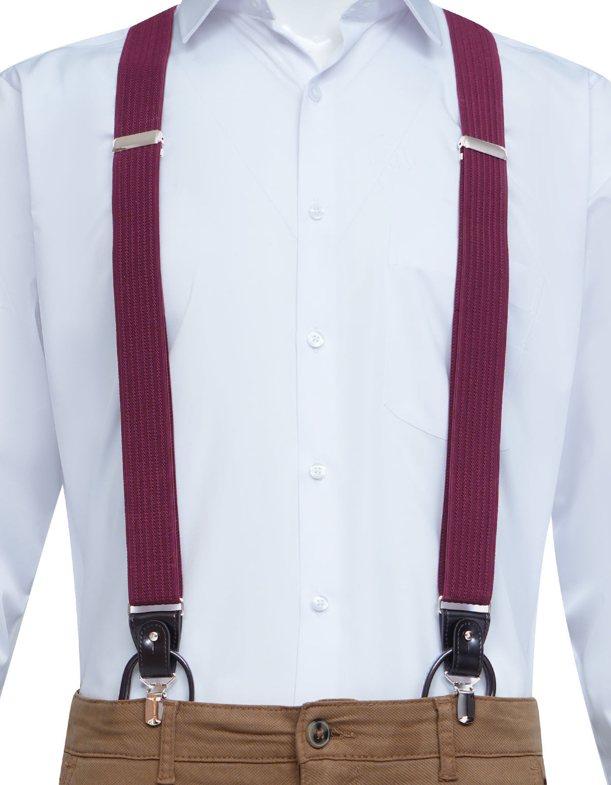 Burgundy Y-Back Suspenders