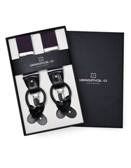 D Red Geometric Y-Back Suspenders