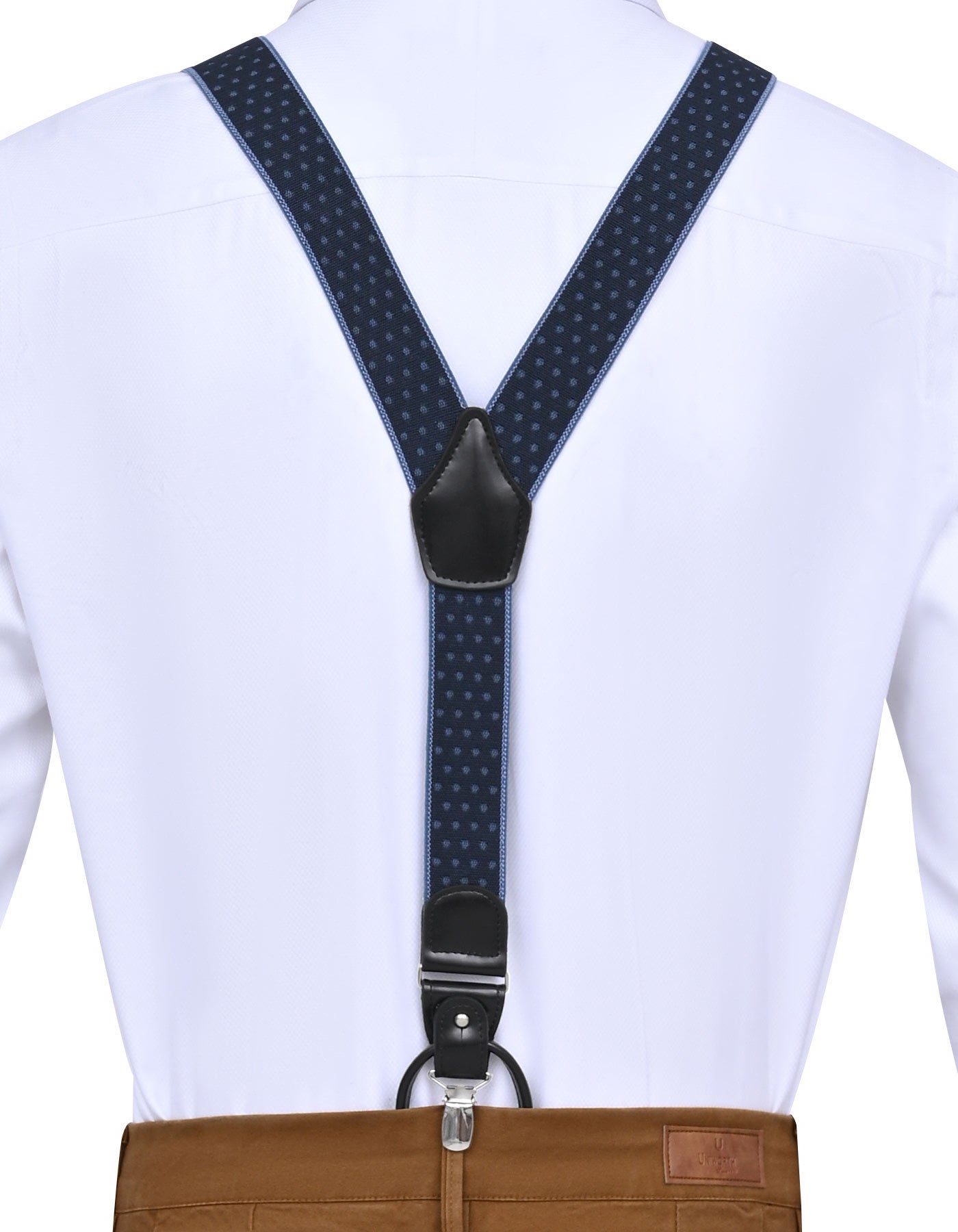 Blue Geometric Y-back Suspenders