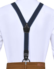 Blue Geometric Y-back Suspenders