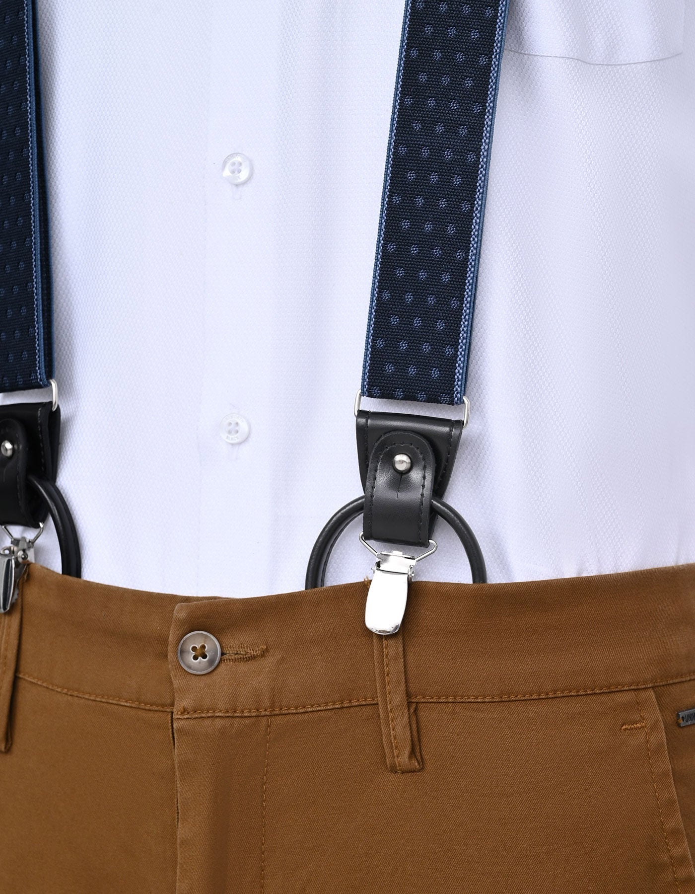 Blue Geometric Y-back Suspenders