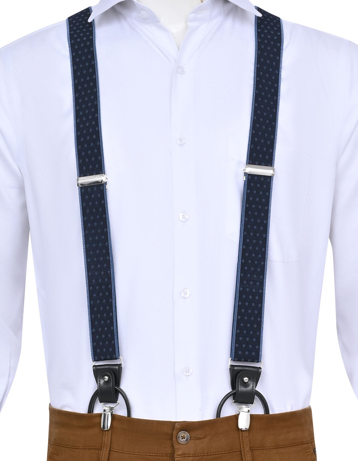 Blue Geometric Y-back Suspenders