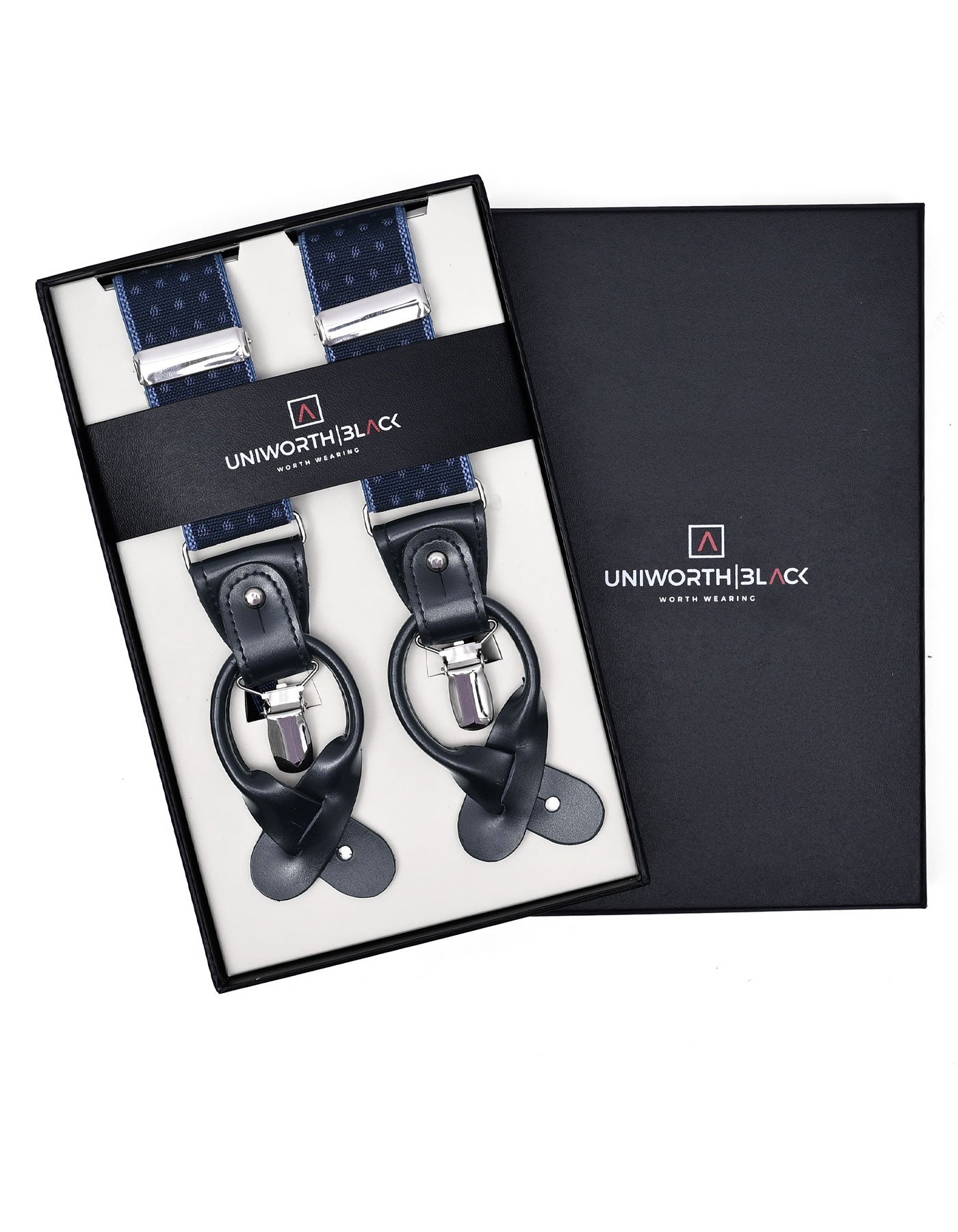 Blue Geometric Y-back Suspenders