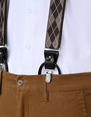 Beige Geometric Y-Back Suspenders