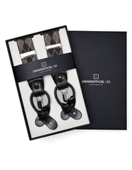 Beige Geometric Y-Back Suspenders