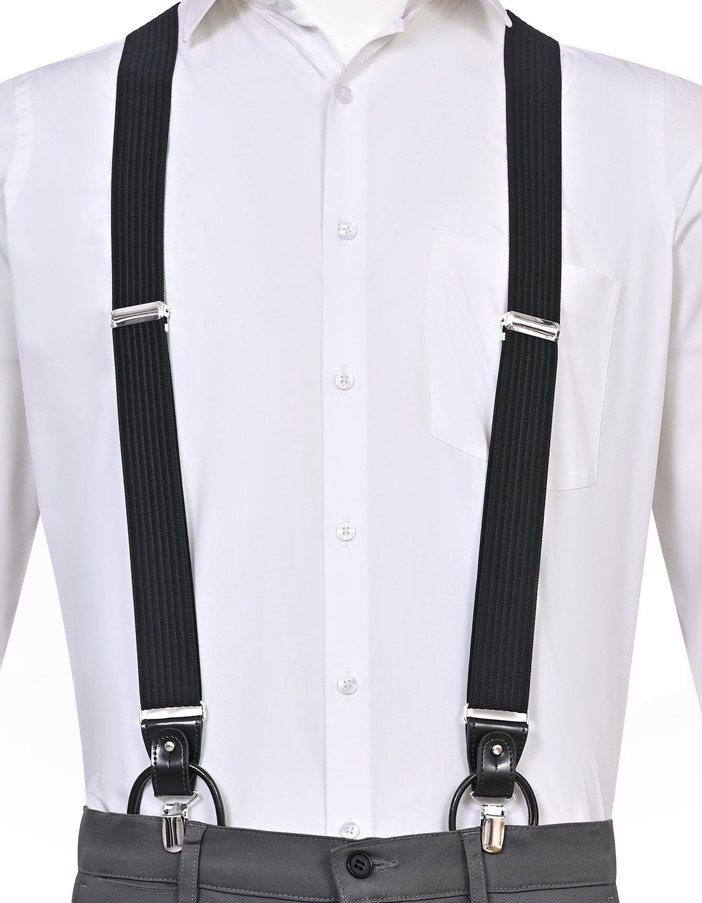 Black Self Y-Back Suspenders