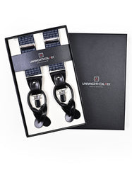 Navy Geometric Y-Back Suspenders