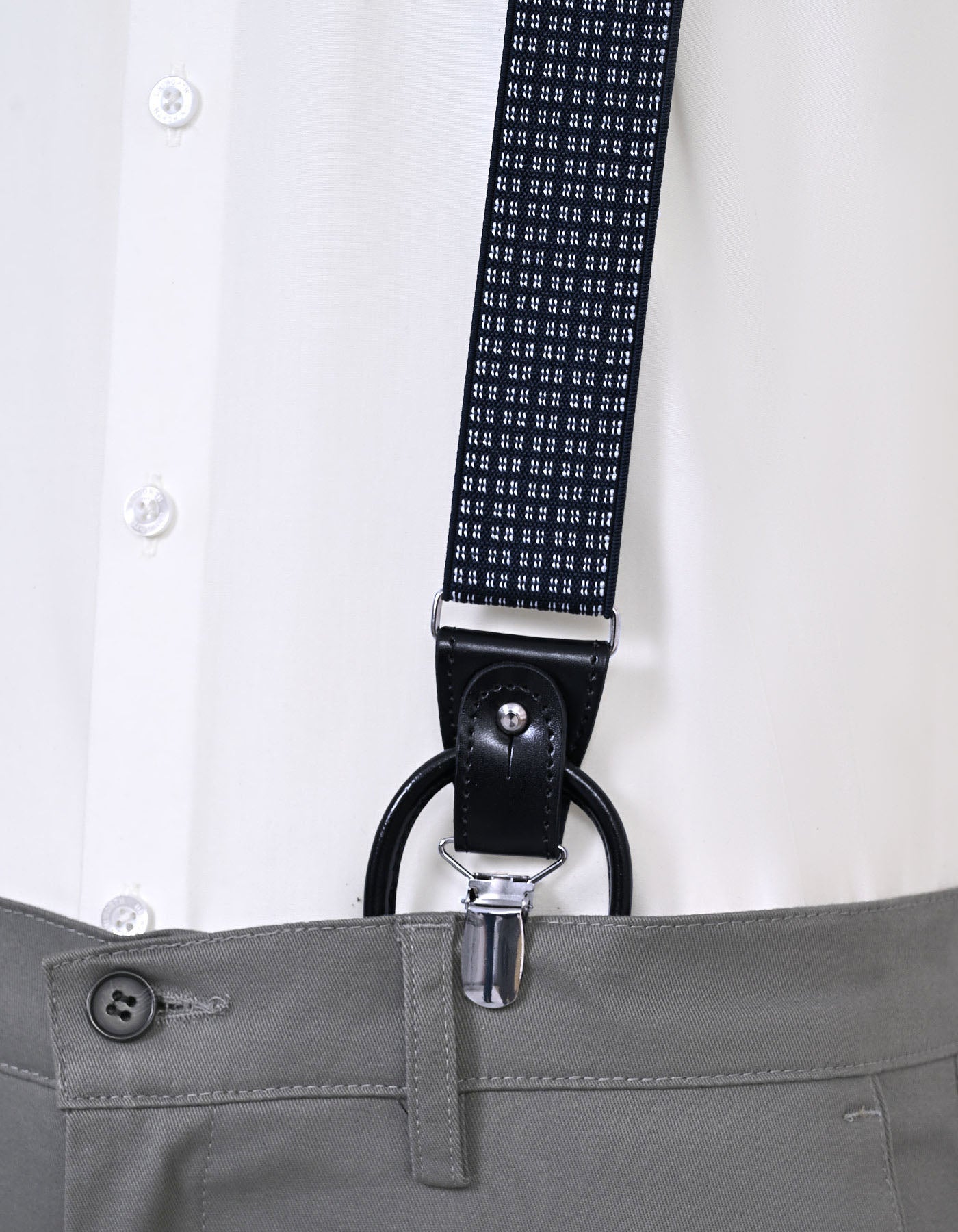 Navy Geometric Y-Back Suspenders