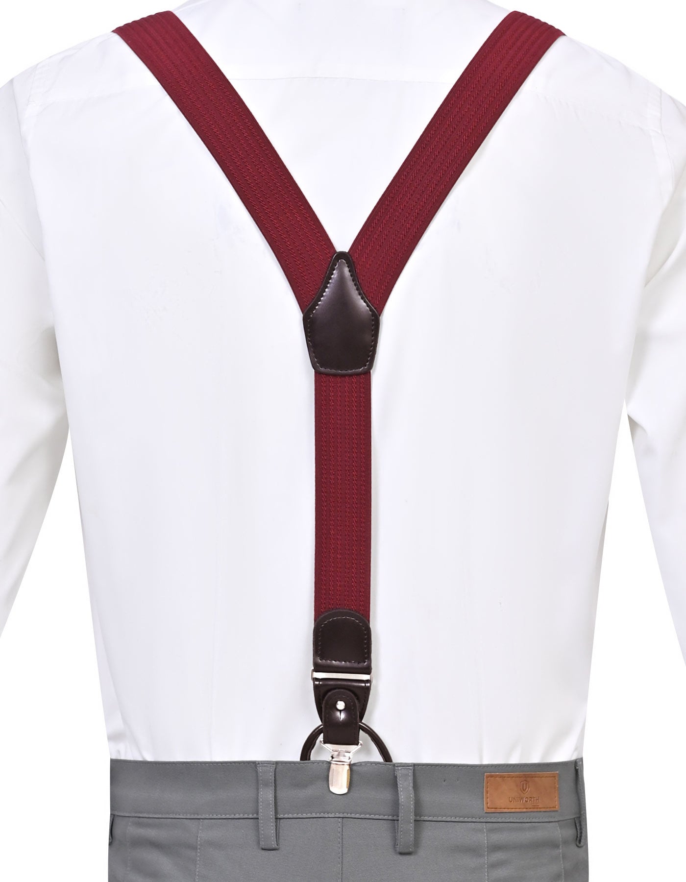Burgundy Geometric Y-Back Suspenders