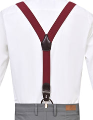 Burgundy Geometric Y-Back Suspenders