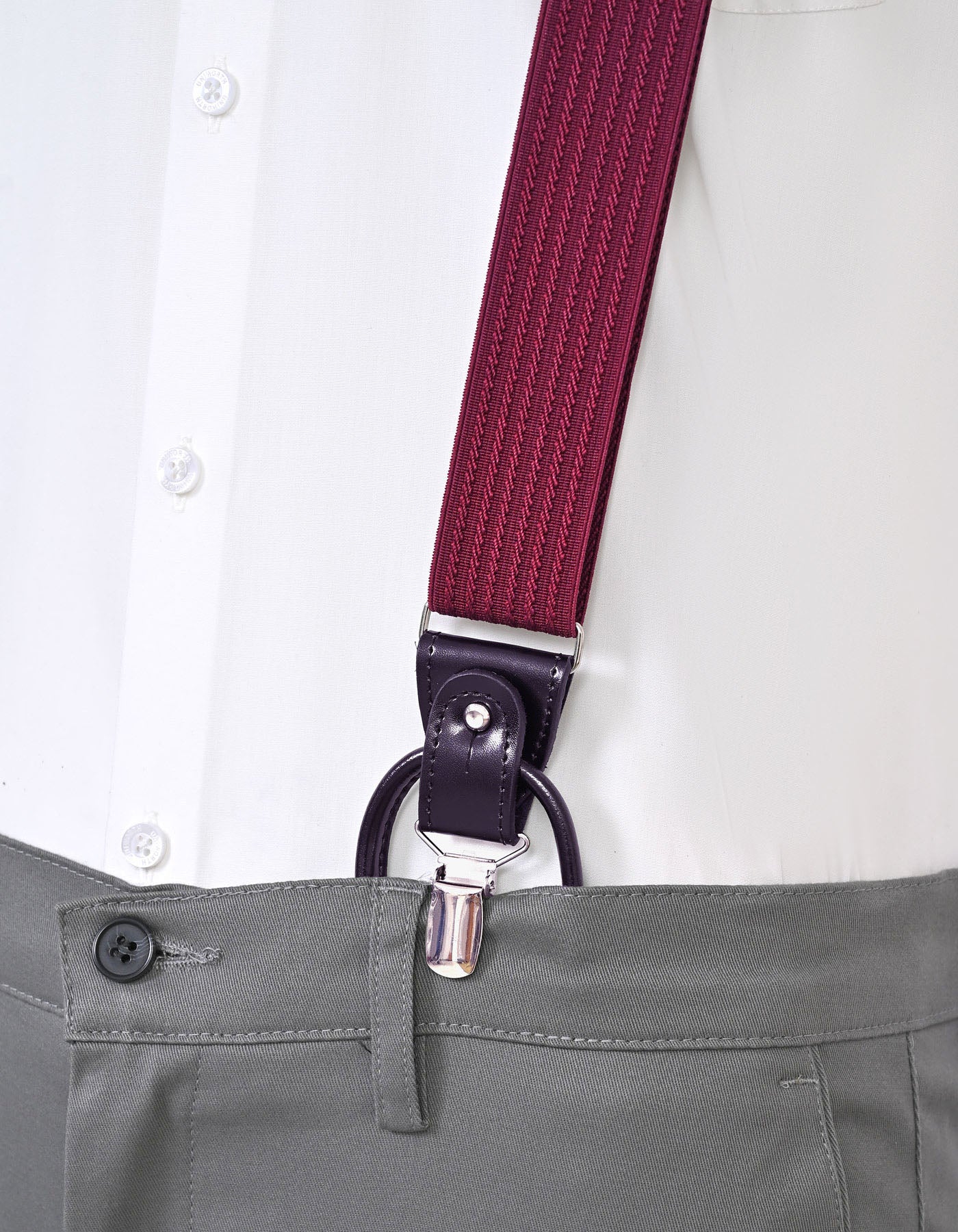 Burgundy Geometric Y-Back Suspenders