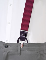 Burgundy Geometric Y-Back Suspenders