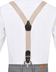 Beige Self Y-Back Suspenders
