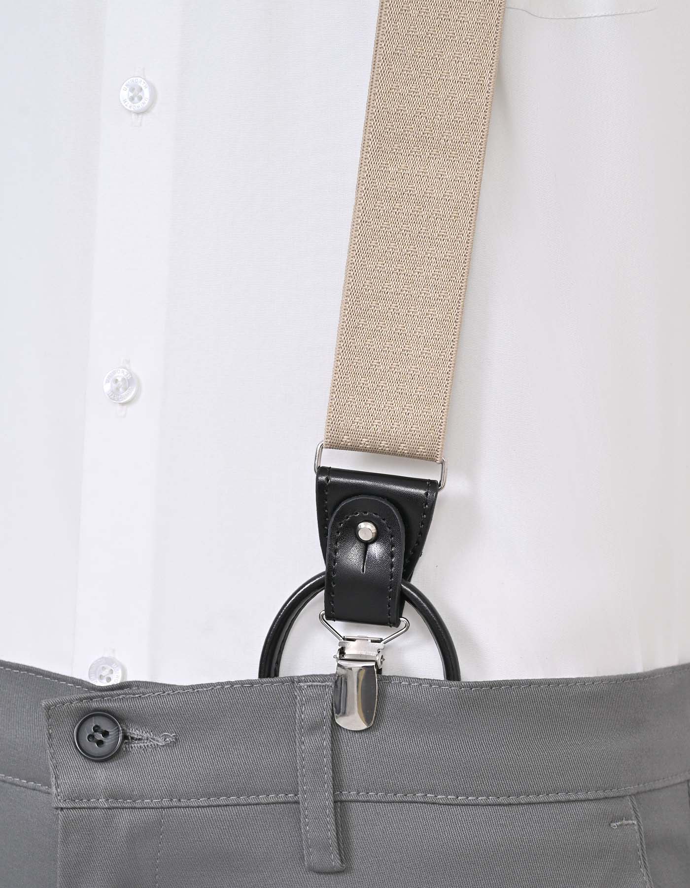 Beige Self Y-Back Suspenders