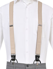 Beige Self Y-Back Suspenders