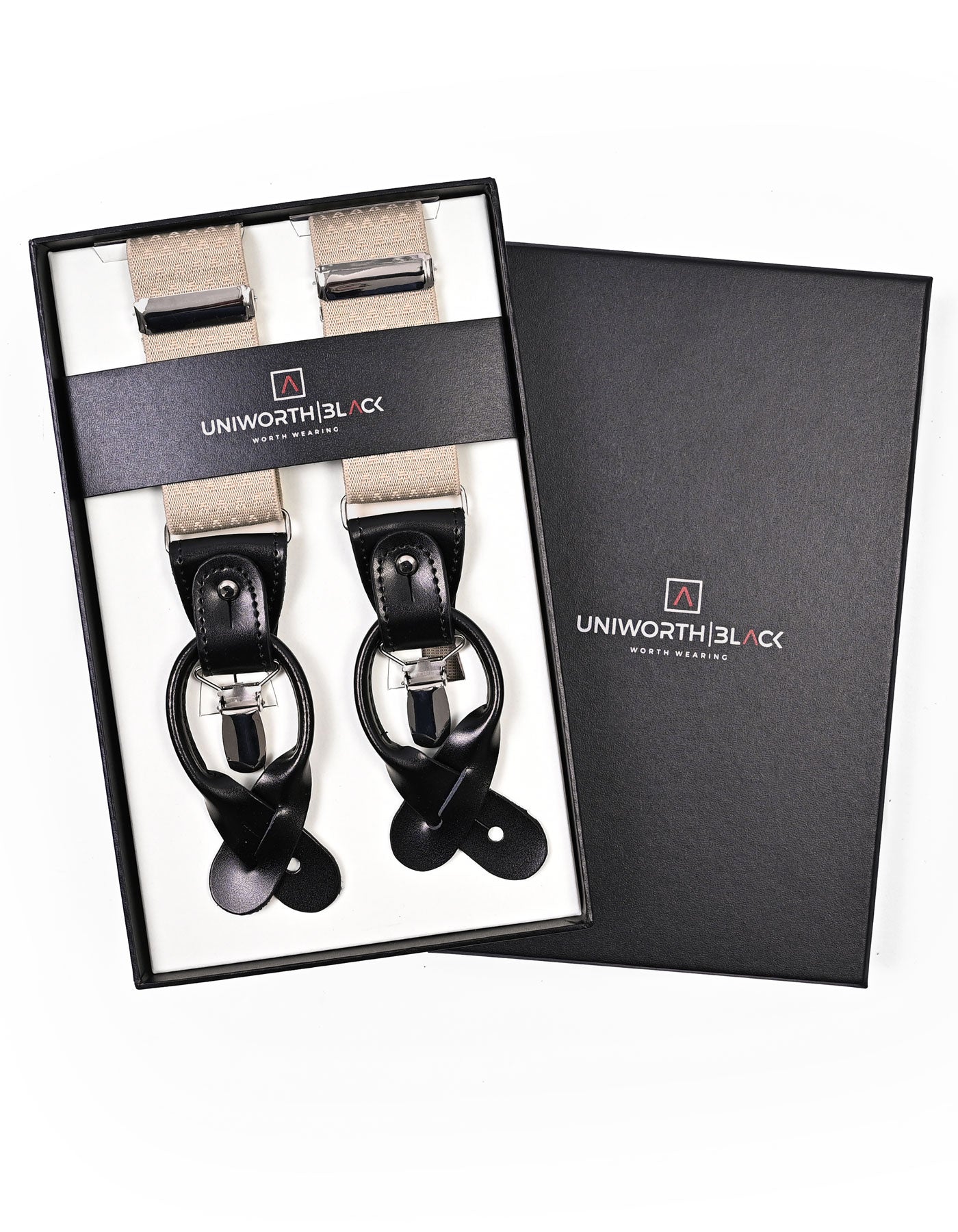 Beige Self Y-Back Suspenders